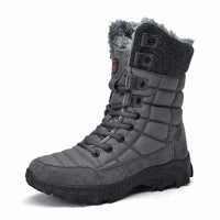 Herren Gesteppte Schneestiefel mit Fellkragen und Schnürung
