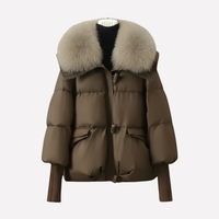 Damen Gesteppte Winterjacke mit Fellkragen