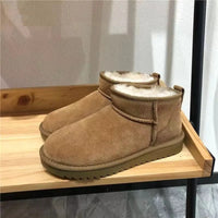 Damen Kurze Wildleder Boots mit Fellfutter