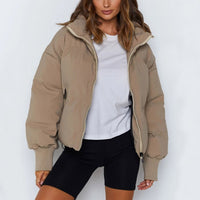 Damen Kurze Gesteppte Winterjacke mit Stehkragen