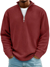 Herren Troyer Pullover mit Stehkragen und Strickstruktur