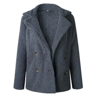 Damen Kurze Teddy Winterjacke mit Reverskragen und Knopfleiste