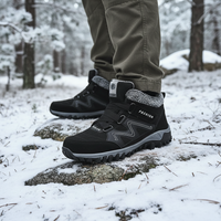 Herren Winterschuhe mit Klettverschluss und Fellkragen