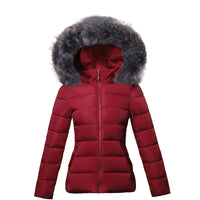 Damen Kurze Gesteppte Winterjacke mit Fellkapuze und Seitentaschen