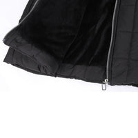 Damen Lange Gesteppte Winterjacke mit Kapuze und Plüschfutter