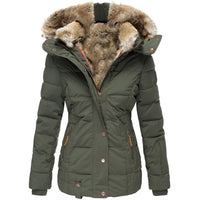 Damen Wasserabweisende Winterjacke mit Fellkapuze