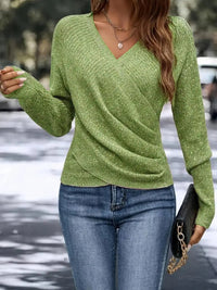 Damen Pullover mit V-Ausschnitt und Wickeloptik