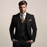 Herren Slim Dreiteiler Anzug mit Weste
