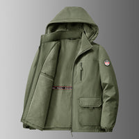 Herren Softshell Winterjacke mit Teddyfutter und Kapuze