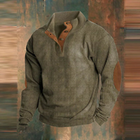 Herren Gerippter Pullover mit Knopfleiste