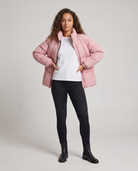 Damen Weite Gesteppte Winterjacke mit Stehkragen und Gummizug