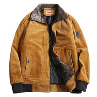 Herren Cord Winterjacke mit Fellkragen und Rippbündchen