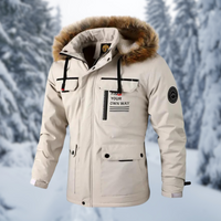 Herren Winterjacke mit Fellkapuze und Manschetten