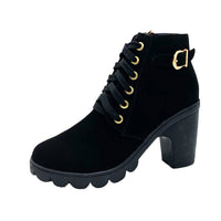 Damen Stiefeletten mit Schnürung und Blockabsatz