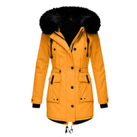Damen Langer Parka mit Fellkapuze und Kordelzug