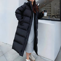 Damen Oversized Gesteppter Wintermantel mit Kapuze und Seitentaschen