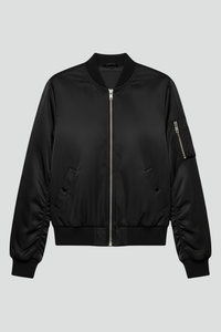 Damen Bomber Winterjacke mit Rippbündchen und Ärmeltasche