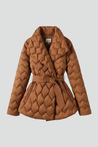 Damen Winterjacke mit Bindegürtel und Seitentaschen