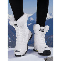 Damen Wasserdichte Winterstiefel mit Schnürung und Plüschfutter