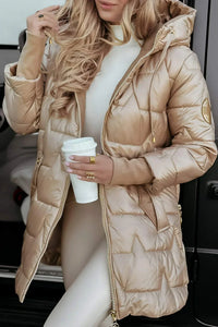 Damen Oversized Gesteppte Winterjacke mit Stehkragen