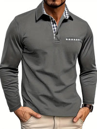Herren Warmes Poloshirt mit Langarm und Polokragen