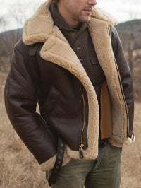 Herren Leder Winterjacke mit Fellkragen