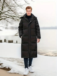 Herren Langer Gesteppter Wintermantel