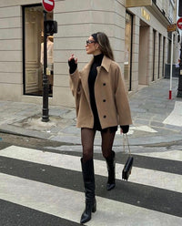 Damen Kurzer Oversized Wintermantel mit Reverskragen