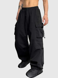 Herren Weite Cargohose mit Gummizug und Kordelzug