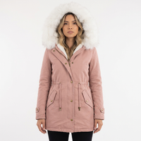 Damen Winterjacke mit Kapuze und Knopfleiste