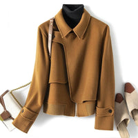 Damen Kurze Winterjacke mit Reverskragen und Rippbündchen